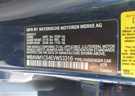 2014 BMW X1 Sdrive28I из США, поврежденный, VIN WBAVM1C54EVW53316